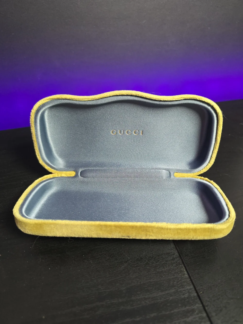 Gucci Velvet Sunglasses Case in Mustard Yellow with Dust Cloth